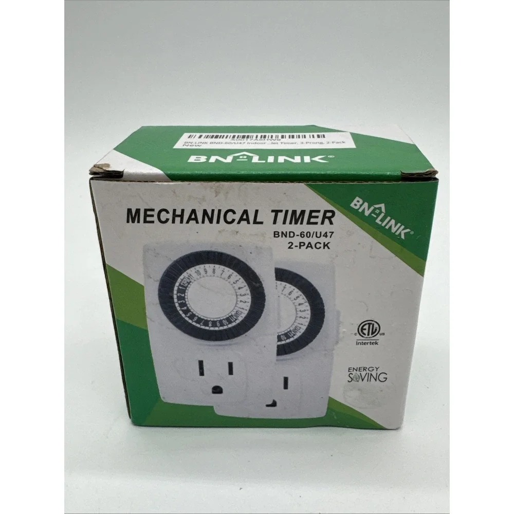 2‎ Set BN-Link Heavy Duty Mechanical 24 Hour Timer Dual Outlet 3 Prong New